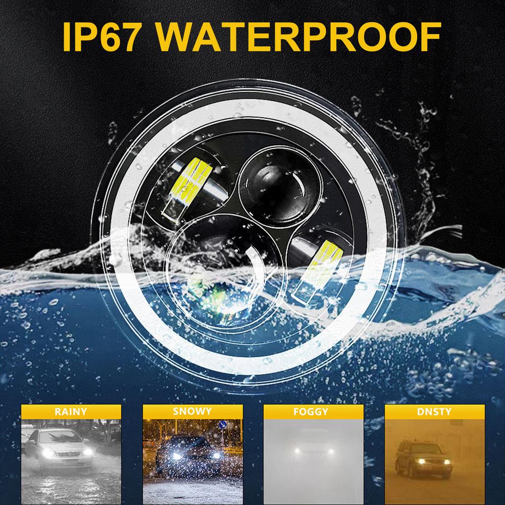 2 шт., 7-дюймовые автомобильные, мотоциклетные, светодиодные фары с сигналом поворота DRL, ближний свет, дальний свет, красные угловые глаза, 7 дюймов