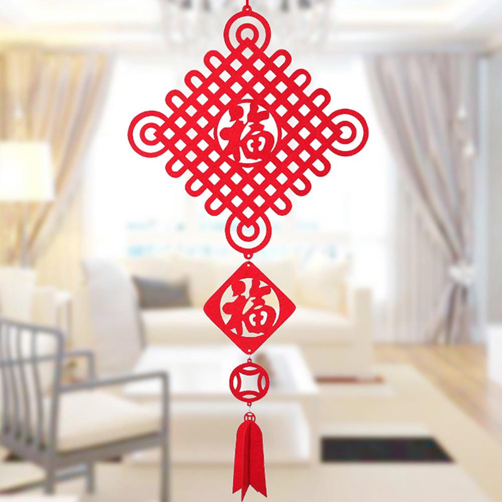 Подвесной китайский узелок «Удача» красного цвета для весеннего праздника Нового года