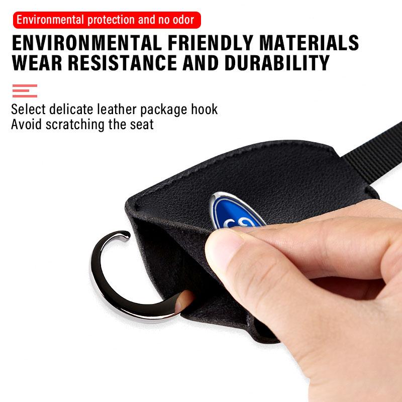 1/2pcs Leather Car Seat Back Hooks Portable Hanging Bag Rack For Ford Focus Mondeo Kuga Fiesta MK7 Escort Explorer Edge 2 4 MK2 MK4