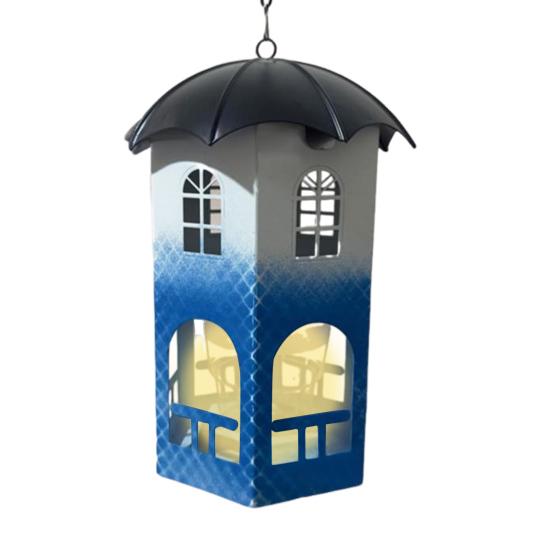 Metal Bird Feeder with Lights Squirrel Resistant Hummingbird Feeder Waterproof Hanging Feeding Station for Home Patio Garden Birds