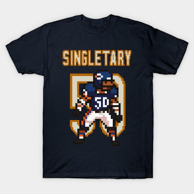 Asian Size Men Black Print T-shirt Mike Singletary Pixel Art Gridiron Classic Tribute No-Cut Heat Transfer Print Cotton Tshirt