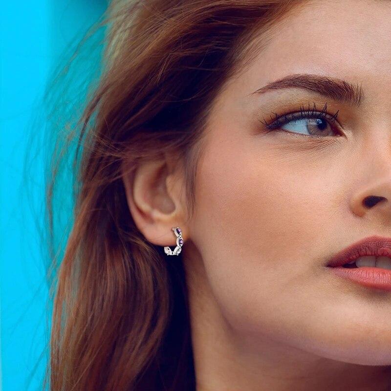 Сверкающие цветные серьги-кольца из стерлингового серебра 925 пробы, гипоаллергенные украшения, украшенные цирконием, элегантный роскошный стиль для женщин