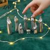 Painted Statues 8 Pcs Resin Nativity Figurines Set Christian Scene Figures Desktop Religious Christmas Tabletop Miniature for Holiday Indoor