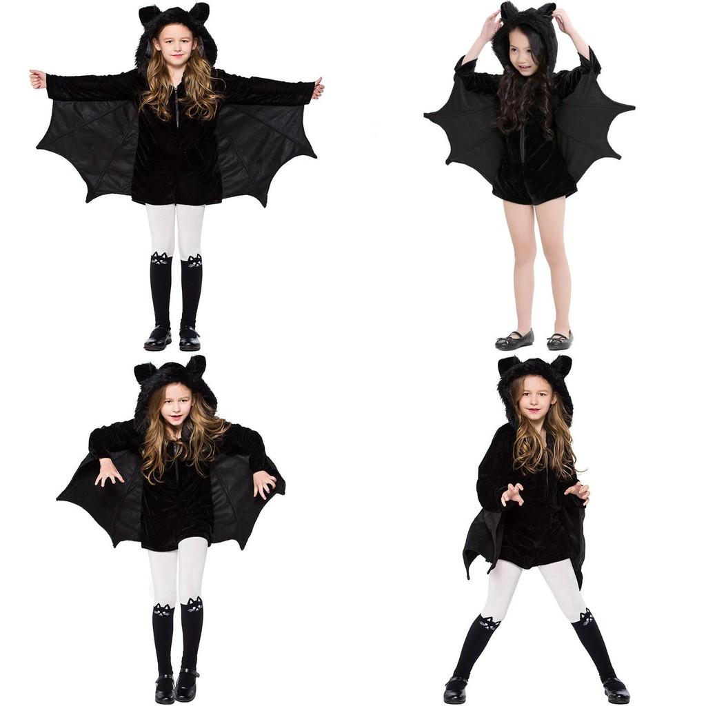 Girls Bat Cosplay Costume With Spandex Blend For Halloween Kids Party Or Stage Shows