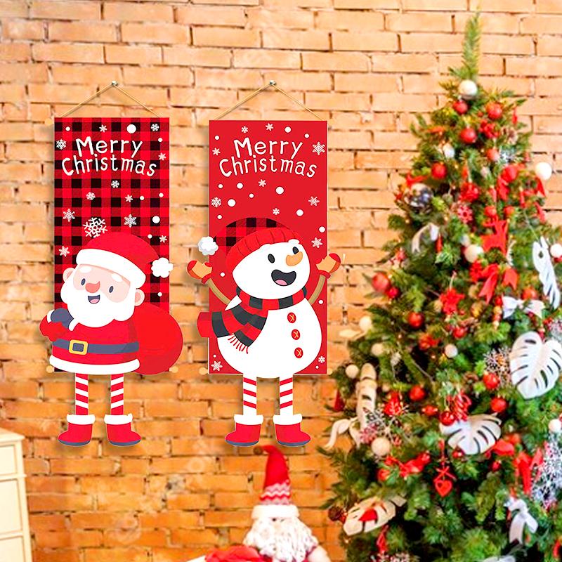 1 шт. милый Санта-Клаус, снеговик, лось, подвесной флаг, веселое Рождество, мультфильм, длинные ноги, кукла, домашний декор