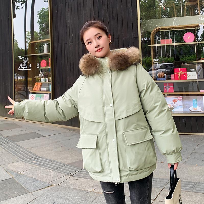 Fashion new ins wind medium and long thickened large fur collar cotton-padded jacket for women's casual loose fashion warm winter cotton-padded jacket