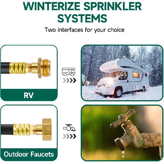 16.9" RV Winterizing Kit, RV Water Blowout, For Camper, Sprinkler Systems, Boat, Motorhome Systems, Ship, Air Compressor Quick Connect Plug To 3/4"
