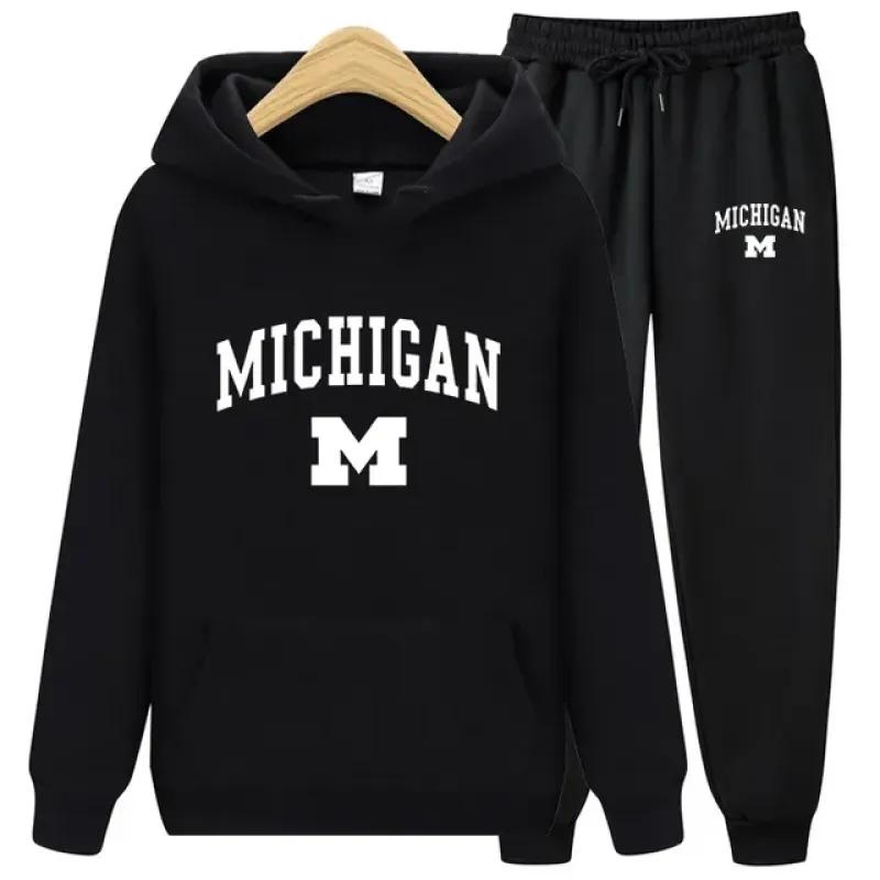 Осень-зима 2023, новая спортивная одежда, спортивные костюмы, мужские повседневные теплые плюшевые толстовки с буквенным принтом, брендовый принт, мужской наряд из 2 предметов