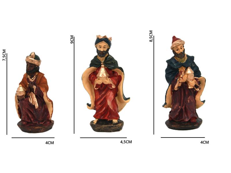 Christmas Nativity Scene 9 Figures - Holy Family, Three Kings, Crib