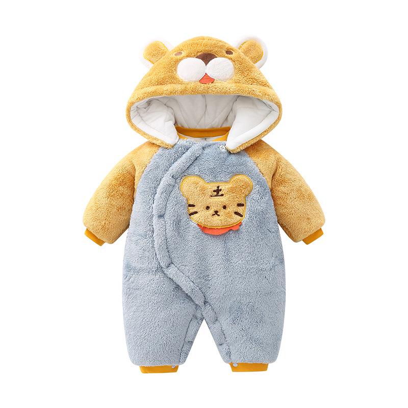 Уютный осенне-зимний комбинезон для новорожденных - Плюшевый, плотный и теплый комбинезон для прогулок.