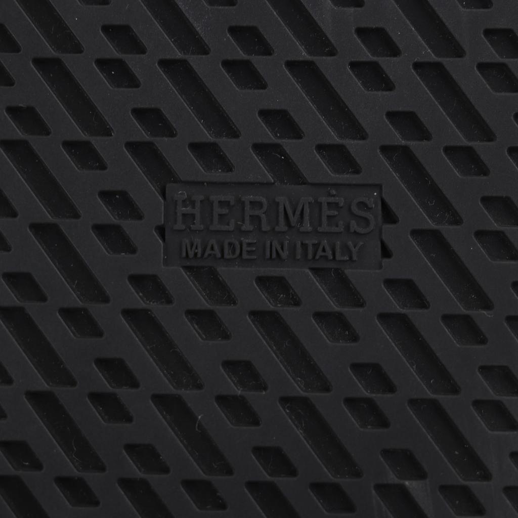 Excellent HERMES High cut sneakers inject White black leather mens 43.5 Used