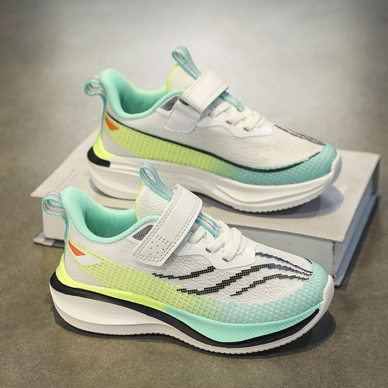 Boys Lightweight Breathable Mesh Running Shoes With Velcro Daily Casual Wear Outdoor Activities