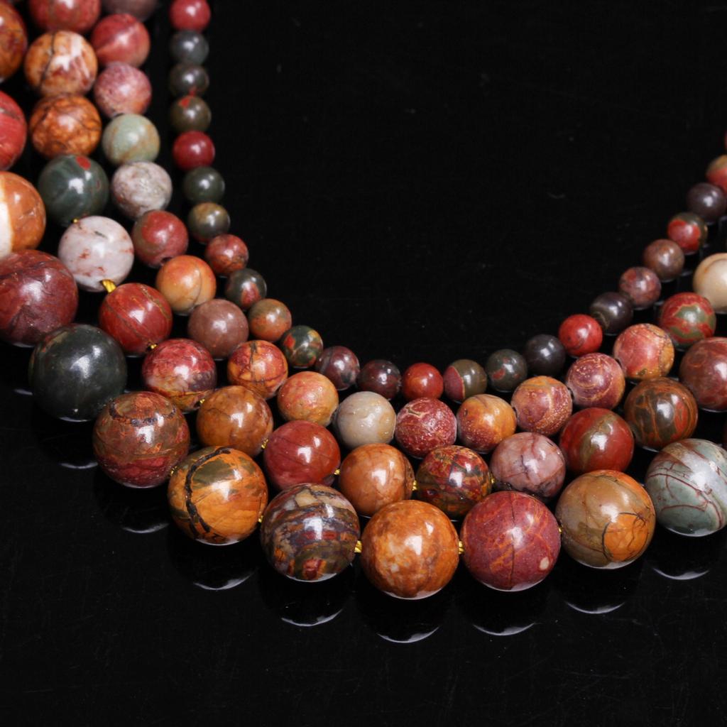 Товары для вечеринок Материалы для изготовления украшений своими руками Бусины из яшмы Пикассо Бусины из натурального камня Бусины россыпью Круглые 4/6/8/10 мм Подвески для рукоделия своими руками