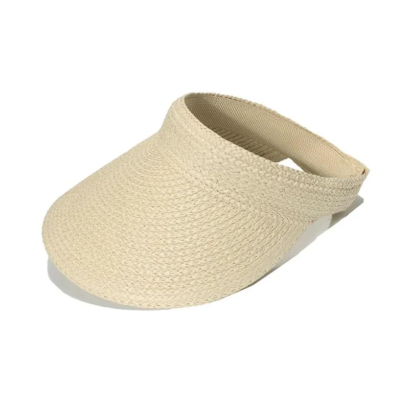 INS Hepburn Version Summer Eaves Empty Top Sun Hats For Women Headband Type Versatile Casual Roofless Beach Straw Cap Gorras