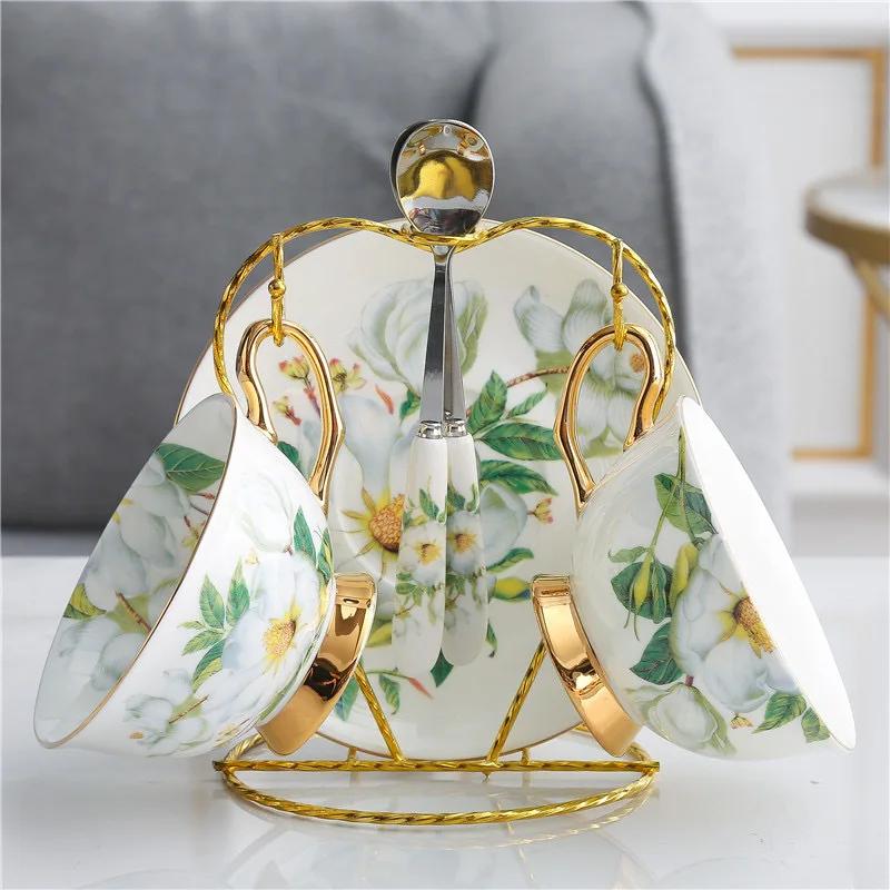 Кофейный сервиз из костяного фарфора «Камелия», британский фарфоровый чайный сервиз, керамический горшок, сливочник, сахарница, заварной чайник, кофейная чашка, кружка, посуда для питья