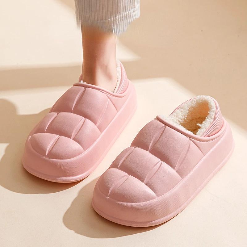 Тапочки с закрытым каблуком, мужские зимние домашние пары, утолщенные водонепроницаемые нескользящие плюшевые хлопковые туфли, внешняя одежда 2024