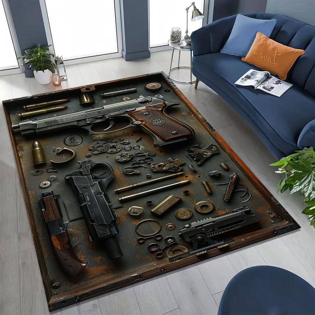 Дерево Металл Оружейный Кейс Коробка Военное Снаряжение Мото Коврик для Спальни Гостиной Дивана Дома Декор Коврик для Двери, Детский Игровой Нескользящий Напольный Коврик