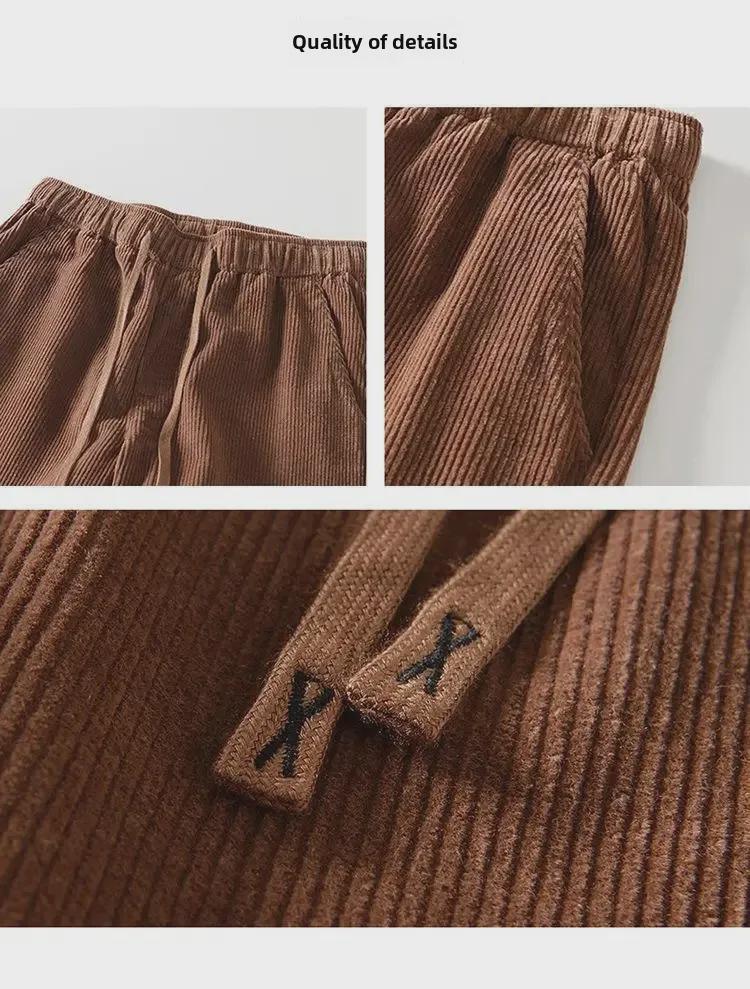 Мужские вельветовые брюки прямого кроя с эластичной талией L8235 в стиле ретро