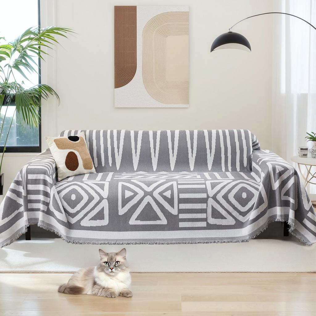 Чехлы на диван для дивана Бохо Чехлы на диван Шенилловое одеяло Хаки Геометрический ромбический ромбовидный Чехлы на диван для секционного дивана L-образной формы