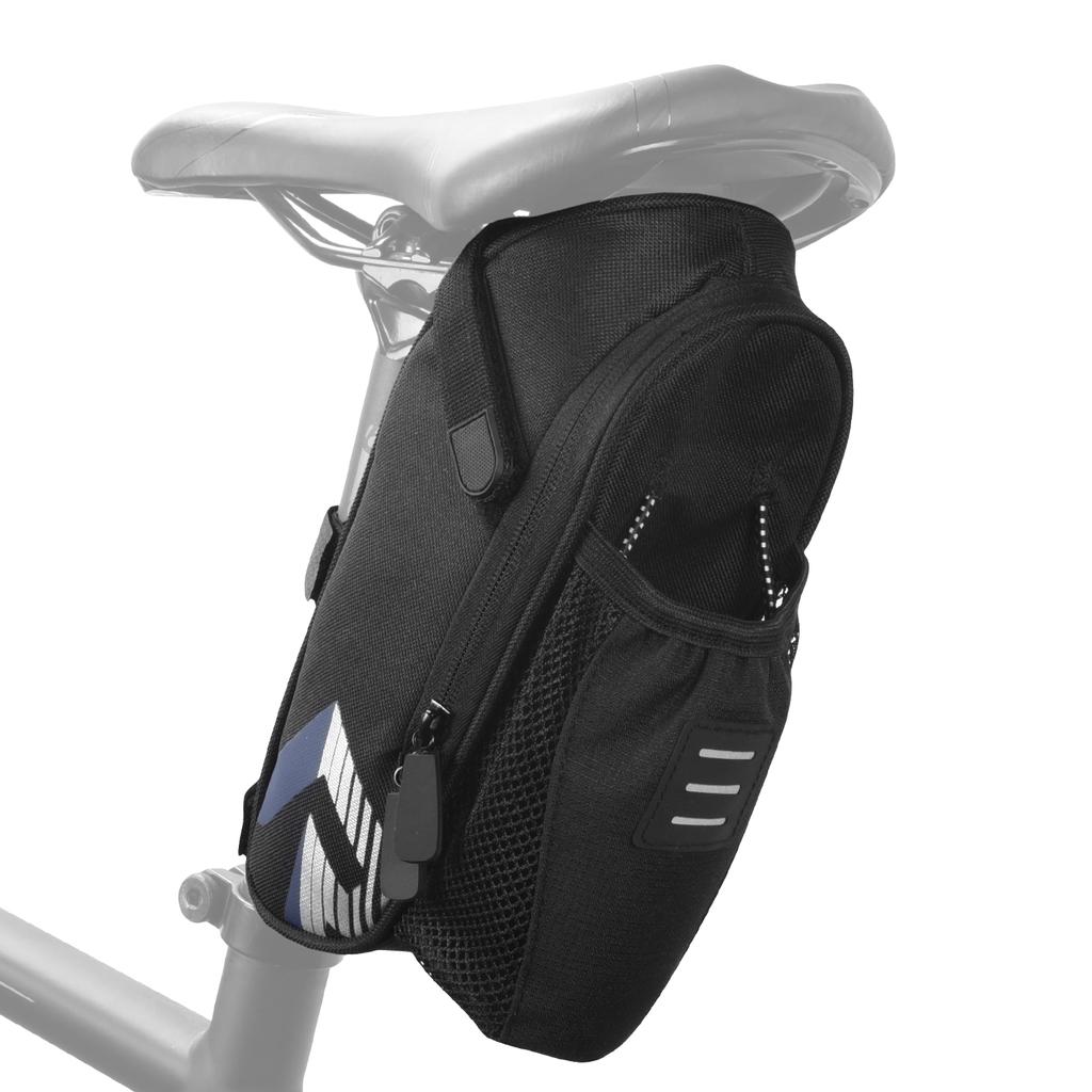 Bicycle Saddle Bag with Water Bottle Pocket Waterproof Bike Seat Bag Reflective Cycling Rear Seat