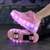 Мальчики Девочки Роликовые Кроссовки Светодиодная Подсветка Зарядка от USB Детские Роликовые Коньки Повседневная Обувь для Скейтбординга Спортивная Обувь Детские Кроссовки