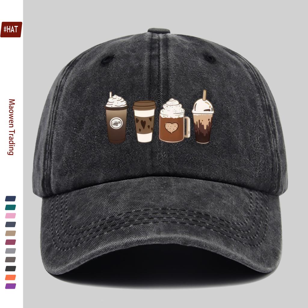 pc Coffee Pattern Print Baseball Cap Casual Home Printed Design Leisure Hat Comfortable and Lightweight Trucker Sun Hat with