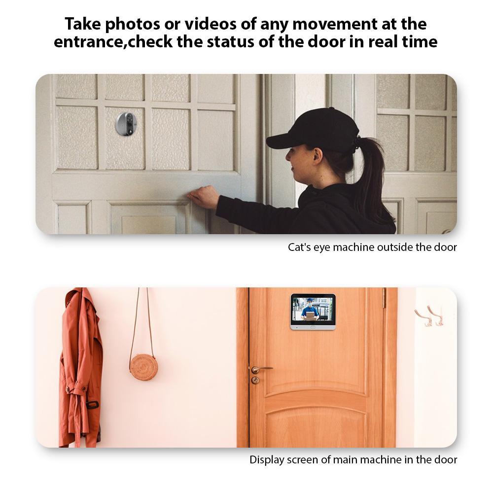 3-мегапиксельный Wi-Fi видеодомофон для квартиры, камера-глазок, 4,3-дюймовый дисплей, приложение Smart Life/Tuya, 1080P