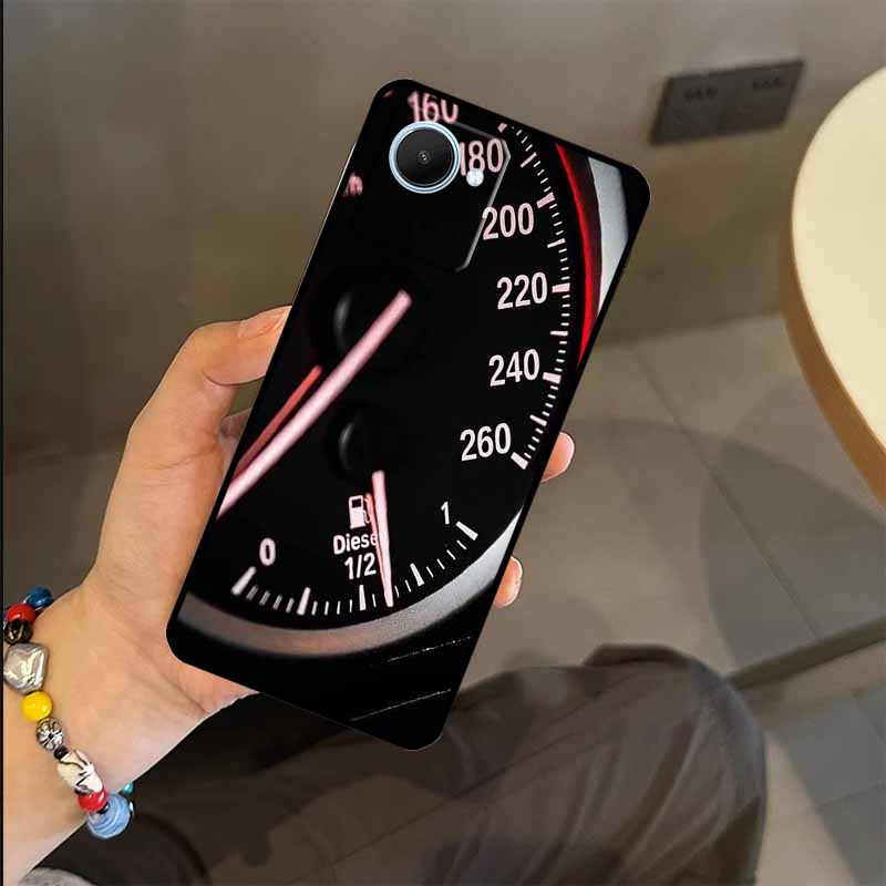 Cool Retro Speedometer Case For Realme C53 C55 C51 C25 C63 C61 C65 C67 C71 C75 GT6 GT7 Pro 11 12 13 14 15 Pro Plus