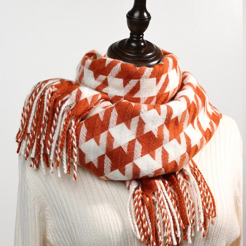 2023 Winter Faux Cashmere Women Scarf Luxury Brand Scarves Lady Tassel Bandana Women Solid Shawl Wraps Foulard Tippet Pashmina