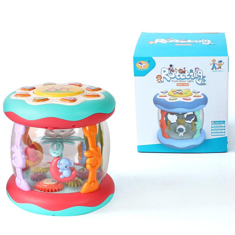 Children'S Light Music Projection Rotating Hand Drum, Multi-Functional Educational Early Education Soothing Toys For Infants And Young Children