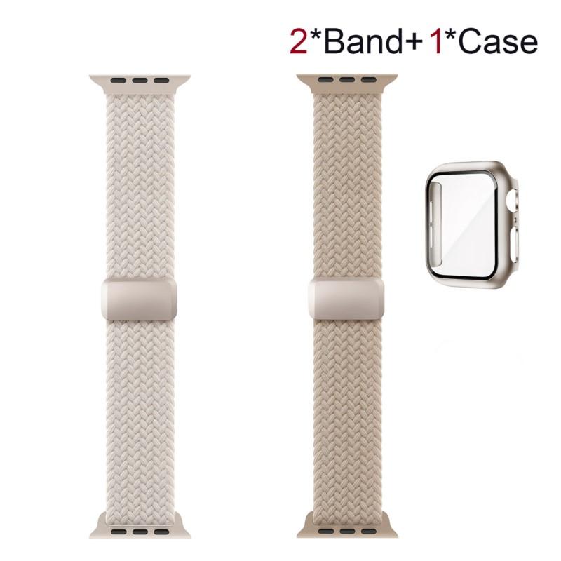 Case+Braided Strap For Apple Watch Bands 40mm 45mm 41mm 44mm 46mm 42mm magnetic correa Bracelet iWatch series se 3 6 7 8 9 10 11