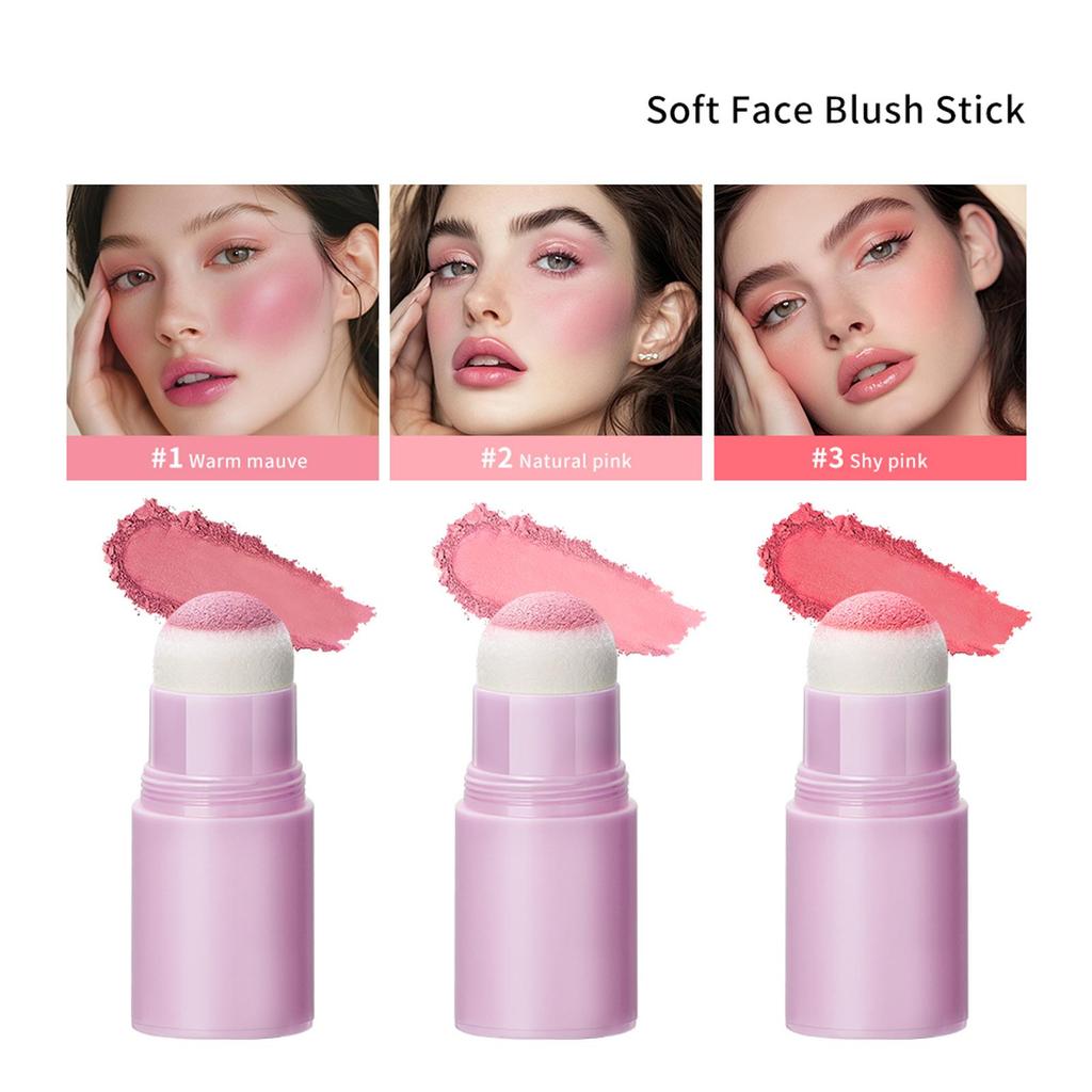 Violet Tube Sponge Head Blush Stick Matte Mist Face Natural Hold Rouge Blush