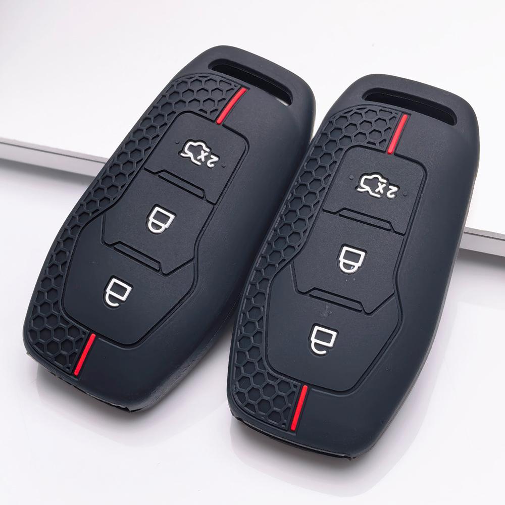 Силиконовый чехол для ключа Ford с 3 кнопками (смарт-ключ), подходит для Ford Focus Mondeo Kuga Escape MK4 Mustang, Ударопрочный держатель для брелока, Защитный аксессуар