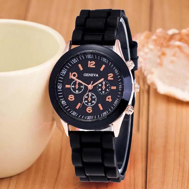 Geneva Silicone Women Watch Ladies Fashion Dress Quartz Wristwatch Female clock Jelly Colorful children's watch men Leisure