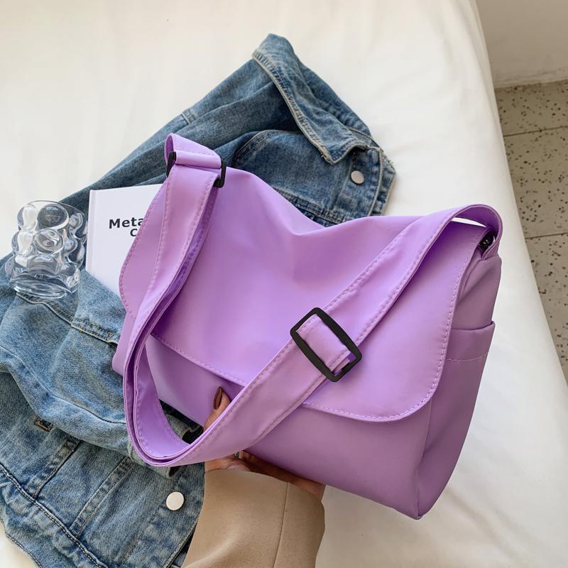 Холщовые сумки через плечо, молодежная мода, повседневная, большая вместимость, женская сумка через плечо, однотонные женские дорожные сумки-мессенджеры