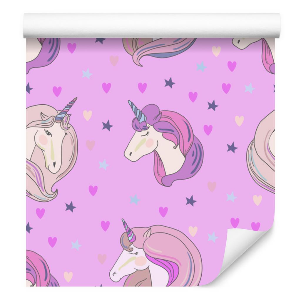 Wallpaper Unicorns in front of stars and hearts for living room and bedroom 50x1000
