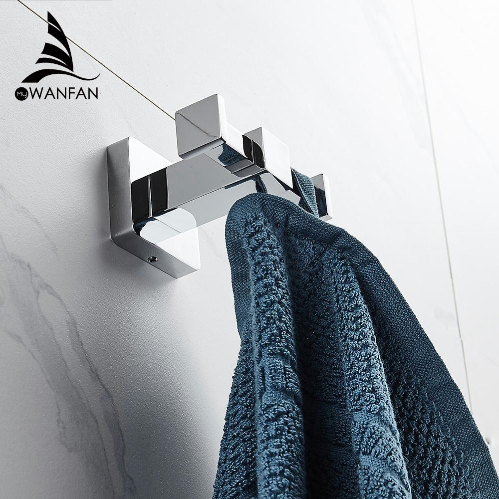 Вешалки для халатов, хромированный крючок на стену, сплошной латунный серебряный крючок для халатов, вешалка для полотенец, вешалка для одежды в европейском стиле 7501L