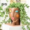Girl Face Planter Head Flower Pot with Drainage Hole Indoor Decorative Succulent Planter for Office Living Room Desk Garden Shelf