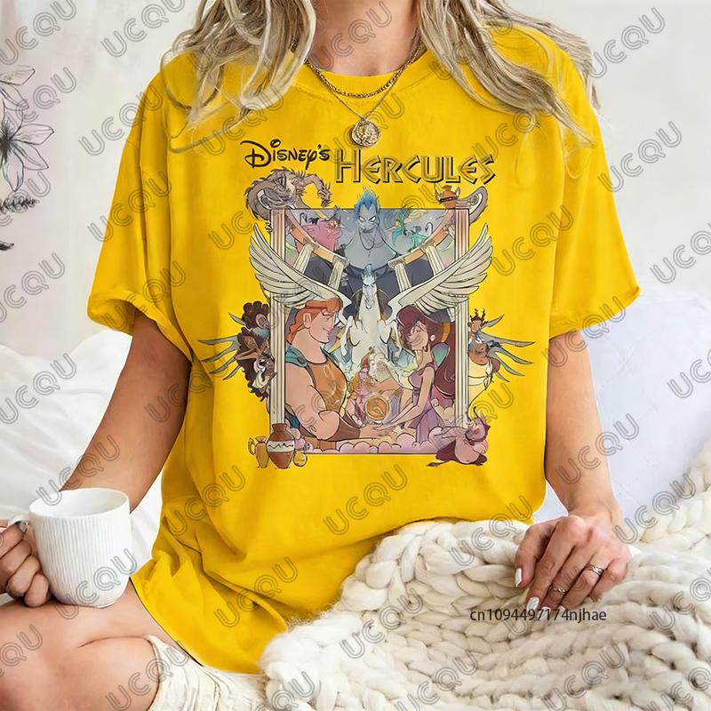 2026 New Hercules Graphics Print Cotton T Shirt For Women Summer Short Sleeve Retro Tees Casual Oversized Couples Tops