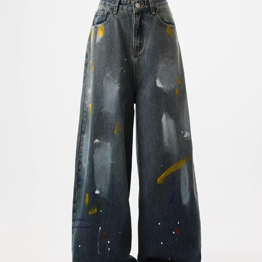 Men'S Jeans Ins Jeans Men'S Ripped Cropped Pants Harajuku Straight Leg Spring Trendy Loose Straight Leg Pants