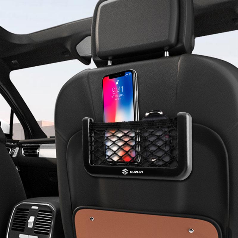 1Pcs Car Net Bag Phone Holder Storage Net Box Pocket Organizer For Suzuki DZire IGNIS Grand Swift Jimny Vitara Baleno SX4 GW250 Splash Swace