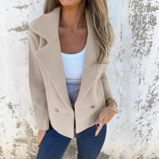 Женский укороченный тренч с лацканами с вырезом, двубортное пальто-пиджак для офисной работы, осенне-зимняя верхняя одежда