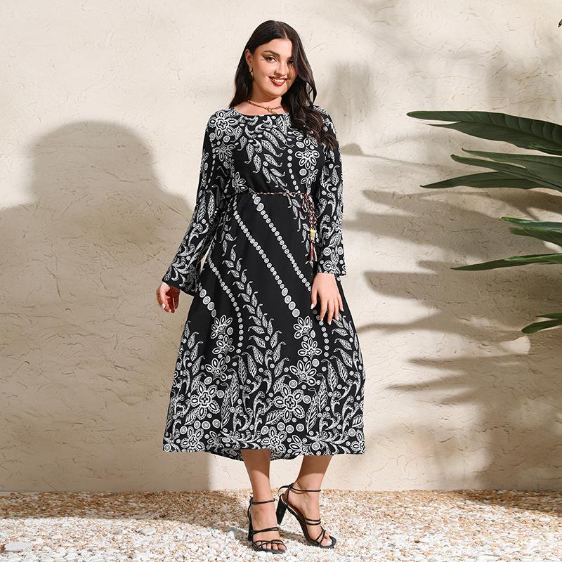 Большие размеры XL-5XL Женские платья Весенние и осенние платья Длинные платья Свободные узкие длинные платья для мам