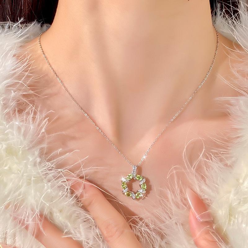 S925 Silver Non-fading Garland Clavicle Chain Natural Crystal Pendant Advanced Design Fashion Elegant Necklace For Women Fine Jewelry