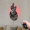 Акустическая гитара 12" Светодиодные виниловые настенные часы 7 цветов, меняющиеся с пульта ДУ Музыкальный инструмент Декор для стены спальни Виниловая пластинка Ночник Настенный