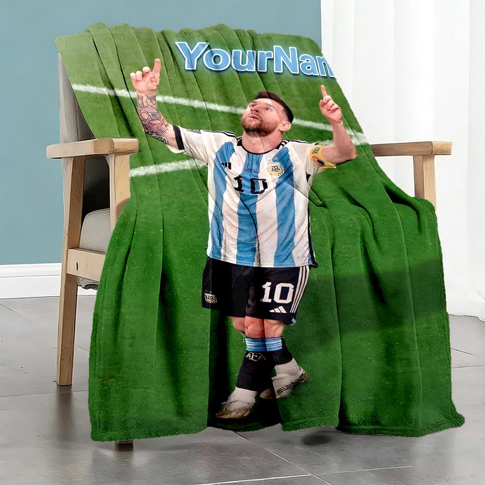 Messi 215 Personalized Name Blanket Cozy Customizable Blanket Durable Comfort for Picnics Bed Bedding Nap Four Seasons Universal