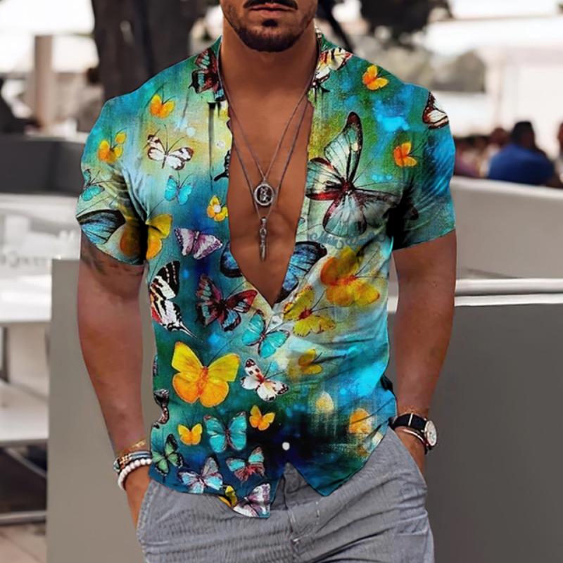 2025 Гавайские рубашки для мужчин с тропическим принтом 3d, летние свободные топы с коротким рукавом, футболка с цветочным принтом для мужчин, блузка 5xl
