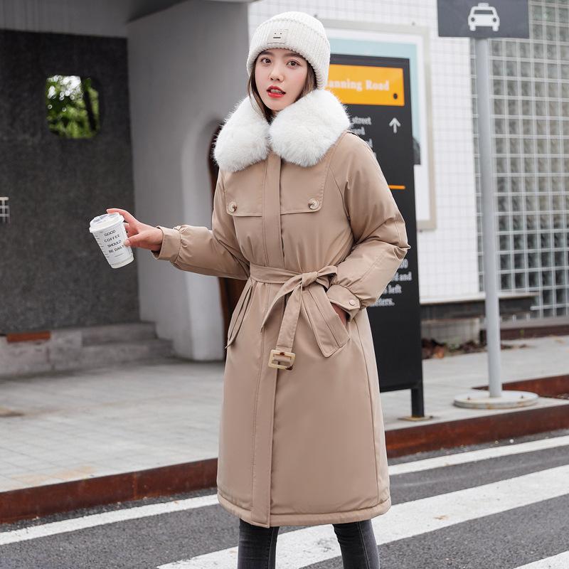 Женская зимняя корейская версия свободного покроя с большим меховым воротником, утолщенная модная куртка-стеганая куртка
