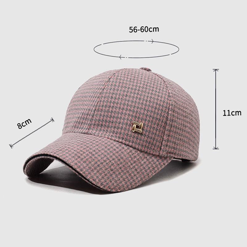 Клетчатая теплая кепка-зонтик женская шерстяная бейсболка весна-осень с рисунком «гусиная лапка»