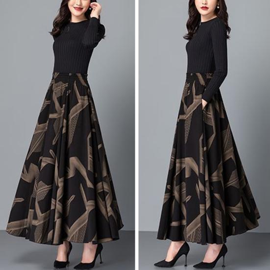 Женская юбка с цветочным принтом, высокая талия, большой подол, длинная юбка А-силуэта, плиссированная юбка макси в стиле бохо